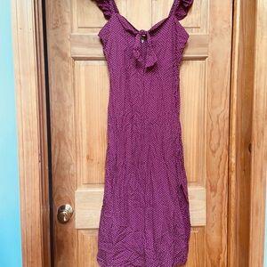 Billabong Purple Ruched Ruffled Midi Dress